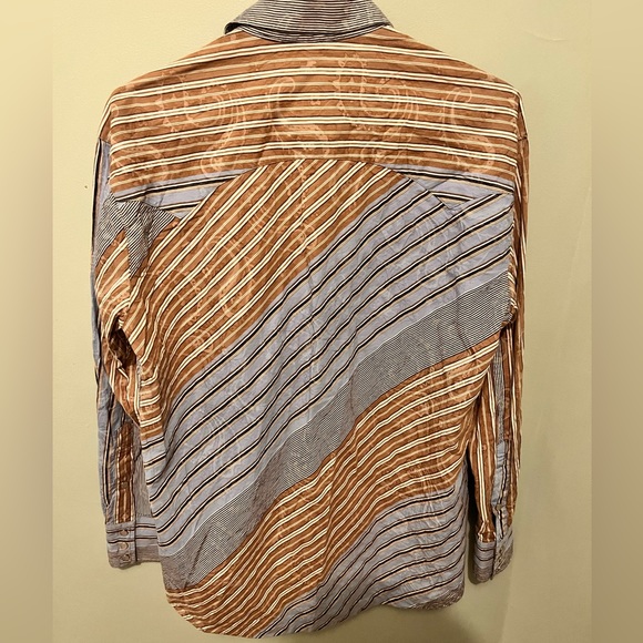 Roper - Men’s Small - Pearl Snap Western Style Shirt - 100% Cotton - Blue & Tan - Picture 10 of 12